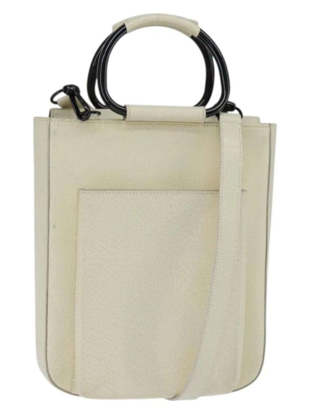 GUCCI Hand Bag Leather 2way White Auth 148823